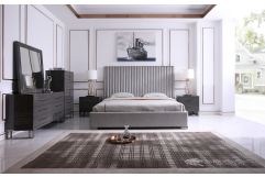 Splendor - Silver & Grey Velvet Upholstered Platform Bed Set