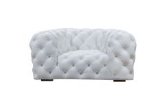 Dexter Transitional White Full Italian Leather Sofa - Living Room