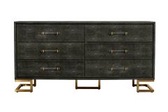 Howard - Modern Shagreen Grey Leatherette & Gold Dresser