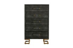 Howard - Modern Shagreen Grey Leatherette & Gold Chest