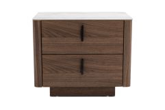 Chelton - Contemporary White Ceramic & Walnut Nightstand