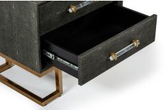 Howard - Modern Shagreen Grey Leatherette & Gold Nightstand