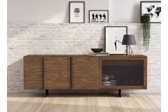Glencoe - Modern Walnut & Grey Glass Buffet