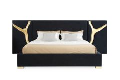 Aspen - Glam Black Velvet & Gold Bed