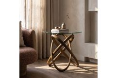 Mason - Modern Glass + Walnut End Table
