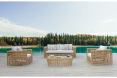 Ko Tao - Outdoor Beige + Wicker Sofa