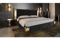 Token - Modern Black + Gold Bed + Nightstands