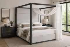 Manhattan - Contemporary Canopy Grey Bed