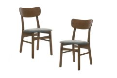 Castillo - Modern Walnut and Grey Side Dining Chair (Set of 2)