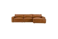Cambria - Modern RAF Cognac Leather Sectional Sofa
