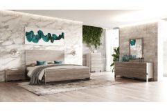 Charlene Modern Grey Elm & Stainless Steel Bedroom Set