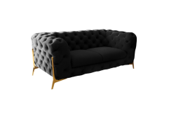 Quincey - Transitional Black Velvet Loveseat