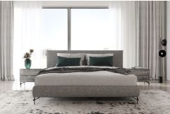 Aria - Italian Modern Multi Grey Bed and Two Nightstands