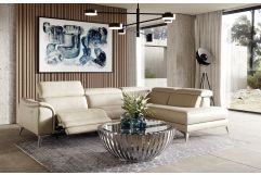 Lamod Italia Monte Carlo - Italian Modern Cappuccino Leather Right Facing Sectional Sofa