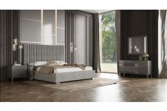 Splendor - Silver & Grey Velvet Upholstered Platform Bed Set