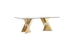 Buquet + Linda - Glam Champagne Gold + Black Velvet 5-Piece Dining Set