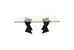Corbin Mid-Century Black Ash & Glass Dining Table