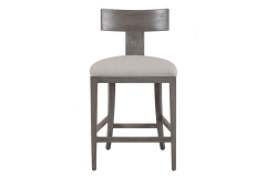 Fabien - Mid-Century Modern Beige Linen + Grey Wash Counter Chair