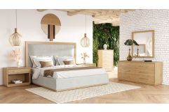 Santa Barbara - Modern Grey Fabric + Natural Bedroom Set