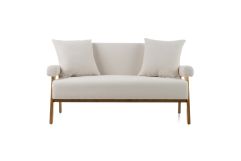 Cynthia - Modern White Fabric + Wood Loveseat