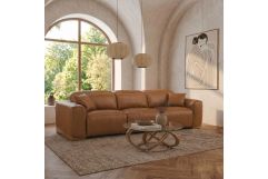 Hagerty - Modern Brown Leather Sofa with 2 Power Recliners