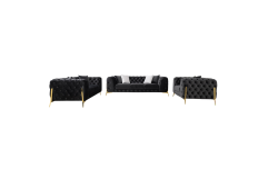 Clarice - Transitional Black Velvet Sofa Set