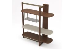 Denali - Mid-Century Modern Walnut + Tea Glass + Gold Right-Facing Shelf