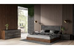 Rado - Modern Walnut & Volcanic Slate 4-Piece Bedroom Set