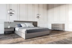 Enzo Italian Modern Grey Oak & Fabric 4-Piece Bedroom Set
