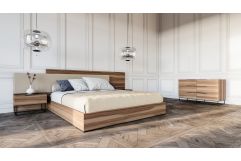 Matteo Italian Modern Walnut & Fabric 4-Piece Bedroom Set