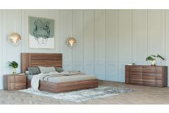 Asus - Italian Modern Walnut 4-Piece Bedroom Set