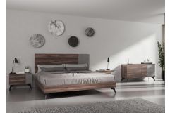 Palermo - Italian Modern Faux Concrete & Walnut 4-Piece Bedroom Set