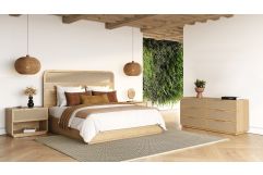 Gavin - Modern Natural Ash + Rattan 4-Piece Bedroom Set