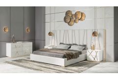 Nixa - Modern White + Gold 4-Piece Bedroom Set