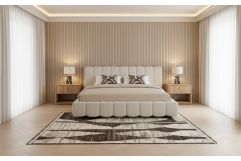 Harris + Roma - Modern Off-White Fabric + Oak 4-Piece Bedroom Set