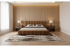 Harris + Roma - Modern Brown Fabric + Walnut 4-Piece Bedroom Set
