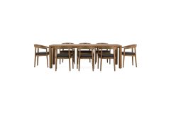 Evora + Sintra - Outdoor Eucalyptus + Grey Olefin 9-Piece Dining Set
