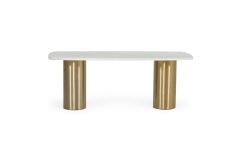 Rocky - Glam White Marble & Brush Gold Dining Table