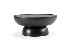 Akron - Modern Black & White Faux Marble Round Coffee Table