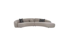 Allis - Glam Grey and Black Fabric Curved Sectional Sofa