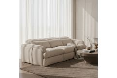 Ambler - Modern Off-White Fabric Sofa w/ 2 Power Recliners