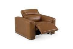 Aris - Modern Brown Leather Chair w/ Power Recliner & Headrest