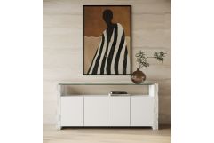 Ashley - Modern Glass + White Fiberglass Buffet