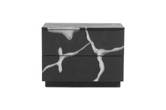 Aspen - Modern Matte Brown Ash & Silver Nightstand