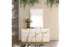 Aspen Modern Wide White and Gold Dresser