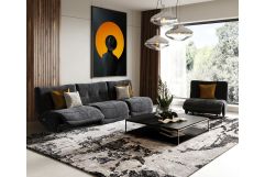 Basil - Modern Black Fabric Large Sofa With 3 Electric Recliners