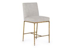 Beasley - Modern Off-White Linen + Brass Counter Chair
