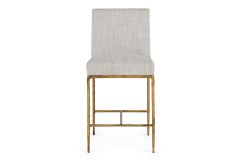 Beasley - Modern Off-White Linen + Brass Counter Chair