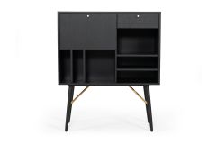 Billy Modern Black Oak & Gold Tall Buffet
