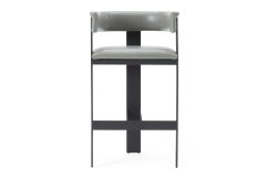 Boswell - Modern Grey Faux Leather + Black Barstool